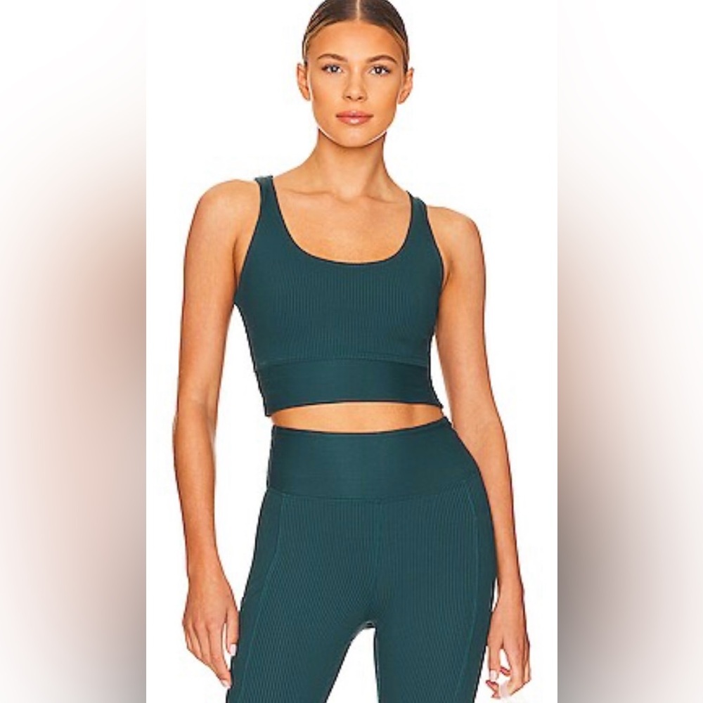 Year Of Ours Ribbed Gym Bra and Ribbed Pocket Legging Set in Deep Teal